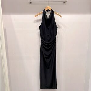 Simple & Sexy Black Halter Midi Dress